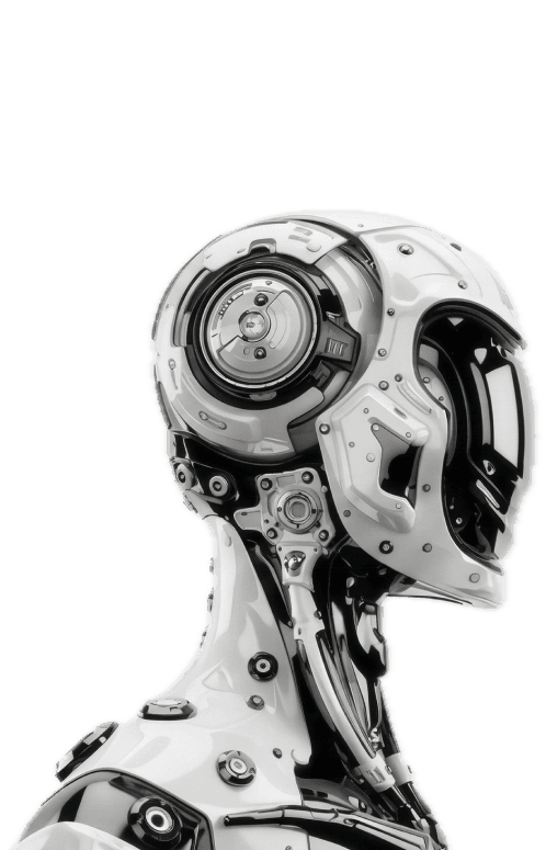 Chromowana głowa robota